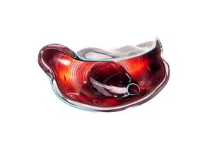Dale Chihuly 1986 Großes Glas Ochsenblut Seeform mit türkisfarbenem Lippenwickel - Bild 1 von 14
