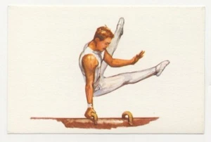 OLYMPIC SPORTS OLYMPIQUES GYMNASTIQUE GYMNASTICS TURNEN POMMEL HORSE IMAGE CARD - Picture 1 of 2