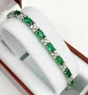 7 Ct Oval Cut Green Emerald Gorgeous Women's Tennis Bracelet 14k White Gold Over