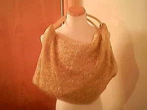 Charming Charlies Mesh Tote XL Gold Lined zip closure 13"x 17"x 6"x 7" Pockets - Picture 1 of 7
