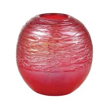 Cerise Ball Vase - Crimson Ice Crackle Finish