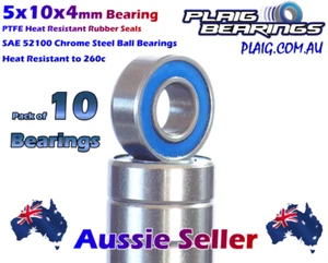 02139 5x10x4mm UPGRADE Bearings (10) HSP 2139 Plaig Bearings PTFE Rubber Seals - Picture 1 of 2