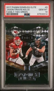Jason & Travis Kelce 2017 Donruss Elite GREEN Family Ties #6 SP PSA 10 GEM MINT - Picture 1 of 2