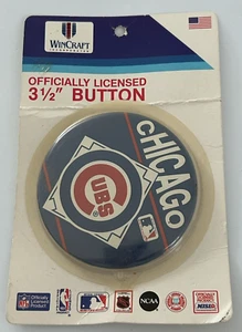 Vintage Wincraft Chicago Cubs Baseball Button 3 1/2" Made in USA Pin Pinback New - Picture 1 of 3