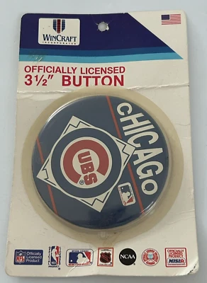 Vintage Wincraft Chicago Cubs Baseball Button 3 1/2" Made in USA Pin Pinback New - Image 1 of 3