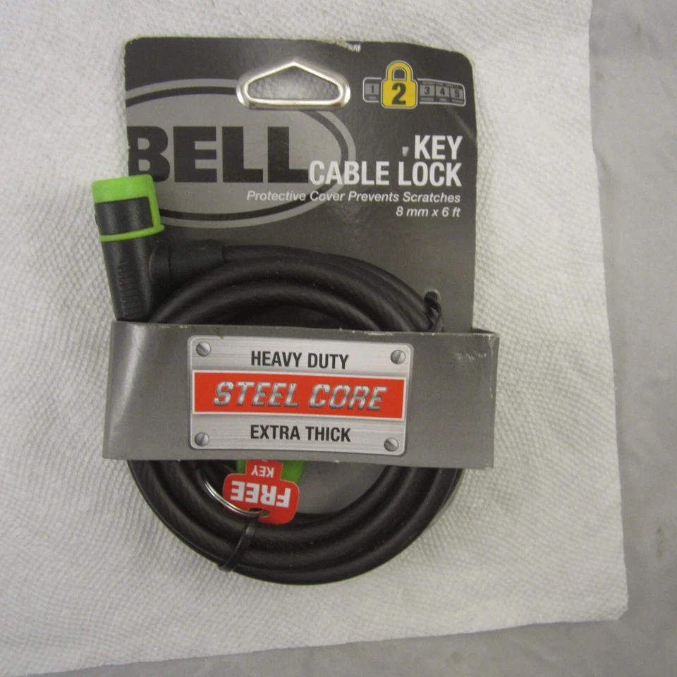 Bell Key Cable Bike Lock 8 Mm 6 FT Extra Thick Level 2 Security Steel Core E1