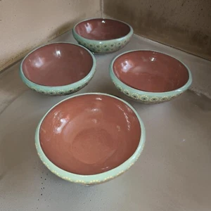 Set Of 4 Vintage Handcrafted And Hand Painted Capula Mexican Clay Bowls Set - Picture 1 of 5