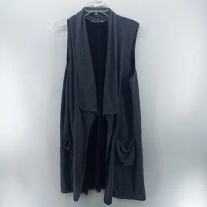 Max Studio Chaleco Mujer Talla Grande Gris Largo Sin Mangas Frente Abierto Casual Tejido - Imagen 1 de 9