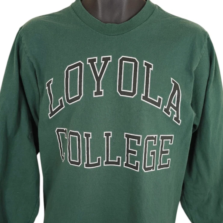 Vintage Loyola College T Shirt Mens Size Small Green 90s Maryland University USA - Image 1 of 4