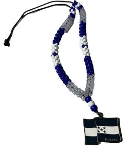 HONDURAS Flagge Perlenkette mit Lederschnur handmontiert neu - Bild 1 von 4