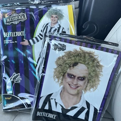 Nuevo con etiquetas Traje completo Beetlejuice para hombre talla XXL 2X negro/blanco Foto 1 de 4