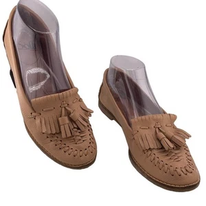 Softt Leather Tassel Loafer Moccasin Flat slip on shoe tan size 8M - Picture 1 of 8