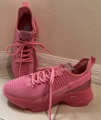 Zapatos Steve Madden Máxima Rosa Tela Estrás Embellecidos Talla 10M Usados en Excelente Condición Foto 1 de 4