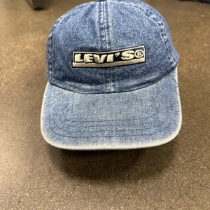 Vintage 90s Levi’s Denim Hat Spellout Snapback Cap Hat Levi Strauss Rare - Picture 1 of 10