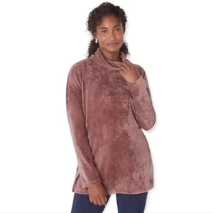 Pure Jill Rose Mauve Crushed-Velour Wasserfallausschnitt Tunika Gr. XS - Bild 1 von 8