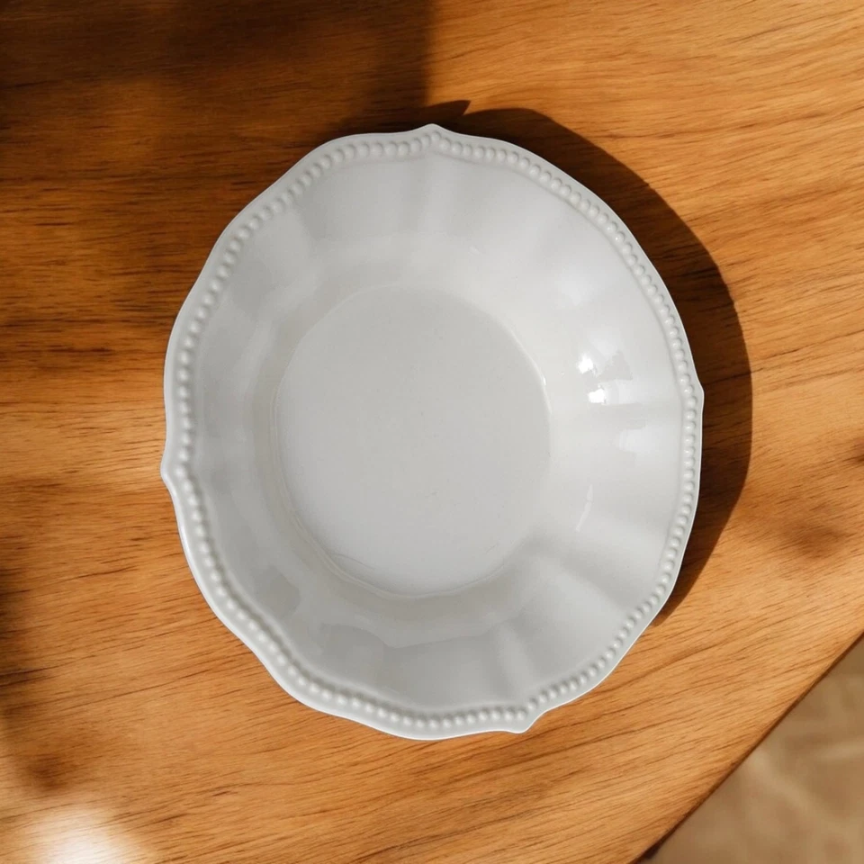 The Pioneer Woman White Bead Trim Soup Cereal Bowls Set of 3 Scalloped China - Image 1 of 3