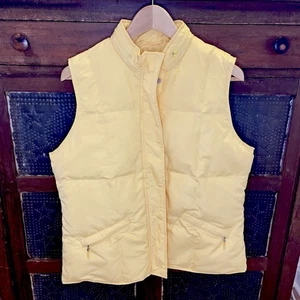 Chaleco acolchado Talbots para mujer M cremallera completa relleno bolsillos amarillos con capucha - Imagen 1 de 11