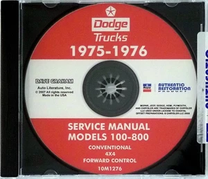 1975 1976 Dodge Truck Bus Van Shop Manual 100 200 300 - 800 Service Repair CD - Picture 1 of 2