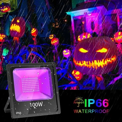 100W LED Black Light Purple Flood Light with Plug for Neon Glow Party Stage IP66 - Image 1 of 4