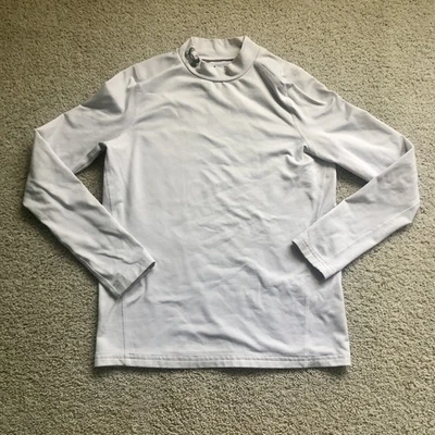 Camisa Under Armour Cold Gear Ajustada Manga Larga Cuello Simulado Juvenil Grande YLG Blanca Foto 1 de 4