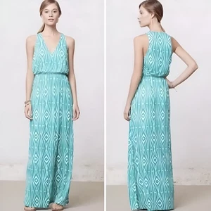 The Addison Story Anthropologie Geometric Green Long Maxi Sleeveless V-Neck Gr. M - Bild 1 von 9