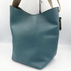 Delvaux Bucket Shoulder Bag Emerald Blue Leather 2Way Adjustable Strap Excellen - Picture 1 of 11