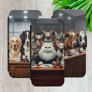 CATS DOGS COWS WALLET CASE FOR IPHONE SAMSUNG GOOGLE FUNNY GIFT FLIP PHONE COVER - Picture 1 of 36