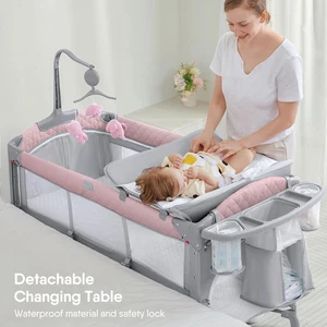ADOVEL Baby Stubenwagen Beistellbett Pack und Spiel mit Matratze Windelwickler - Bild 1 von 5