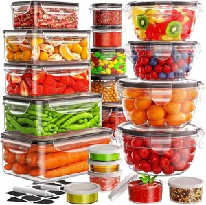 Contenedores de almacenamiento de alimentos con tapas herméticos a prueba de fugas para preparar comidas 40 piezas - Imagen 1 de 7