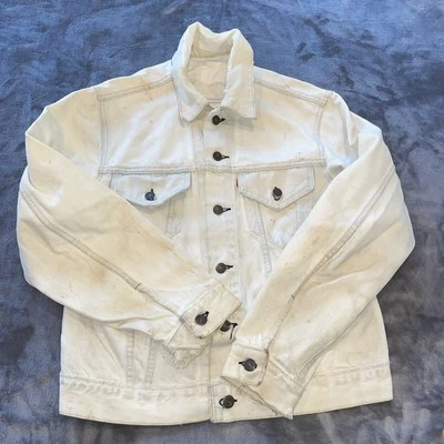 Jaqueta jeans vintage LEVI'S masculina branca bem usada - Imagem 1 de 4