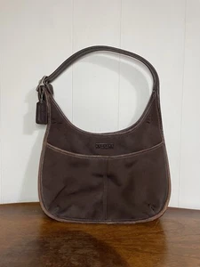 Coach Vintage 6203 Ergo Brown Neoprene Leather Trim Shoulder Hobo Bag Pre-Owned - Picture 1 of 24
