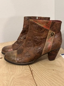 Spring Step L'Artiste Women's Waterlily Booties Brown Multi Shoes Size 42 - Picture 1 of 12