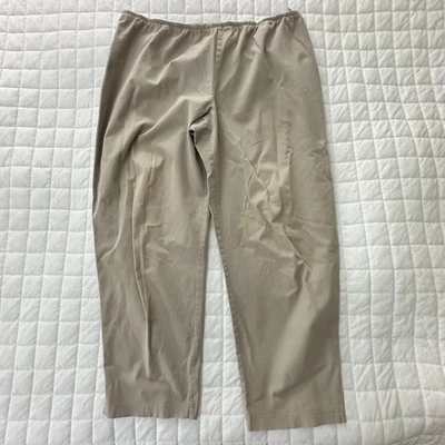Pantalones para mujer EILEEN FISHER XL caqui cremallera lateral cónicos tobillo cintura alta Foto 1 de 4