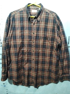 Vintage St John's Bay Shirt Mens Large Brown Black Flannel Plaid Button Down 90s - Picture 1 of 11