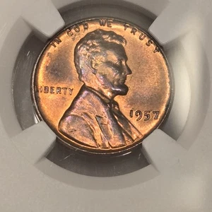 1957 Lincoln Wheat Penny NGC Uncirculated - Picture 1 of 4