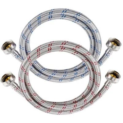 4 Ft Washing Machine Hoses, Premium Stainless Steel Washer Hoses Burst Proof 2 P - Image 1 of 4