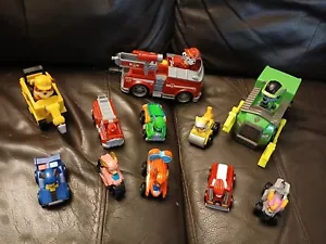 14 x PAW PATROL Bundle mini vehicle racers, fire engine, recycling truck, digger - Picture 1 of 24