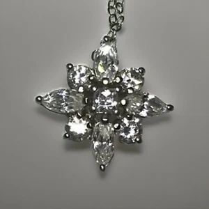 925 Sterling Silber Halskette Zirkonia Schneeflocke - Bild 1 von 8