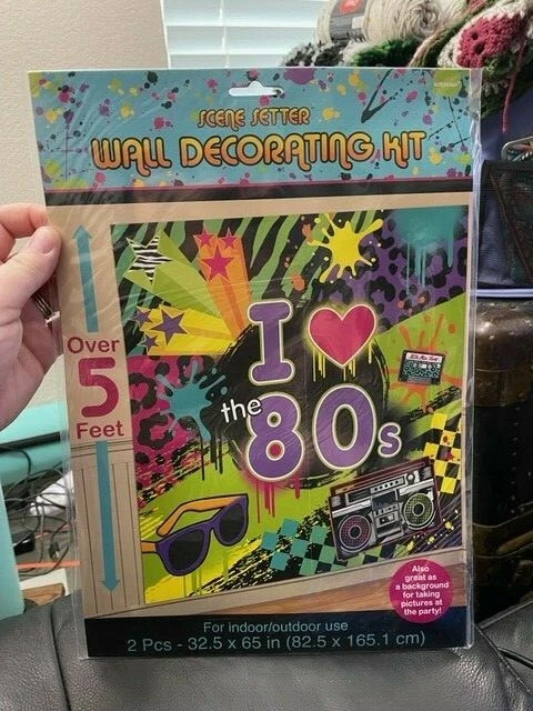 I Love The 80s Party Scene Setters Wall Decorating Kit (2 pc) New! - Image 1 of 2