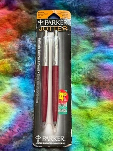 VTG Deadstock 90s Black Ink Parker Jotter Ball Pen Pencil RED Set Medium Point - Picture 1 of 10