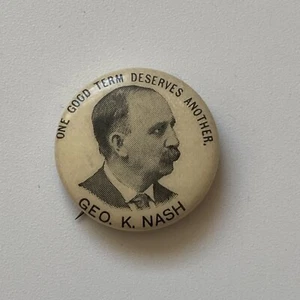 Pin George K. Nash del gobernador de Ohio década de 1890 7/8 pulgadas un buen término merece otro - Imagen 1 de 2