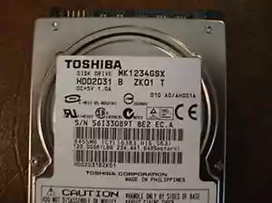 Toshiba MK1234GSX (HDD2D31 B ZK01 T) 010 A0/AH001A Sata 120gb 2.5" Hard Drive - Picture 1 of 1