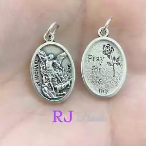 ¡Lote de 5 al por mayor! Dije Plateado Italiano San Miguel Protector Santo Oración - Imagen 1 de 4