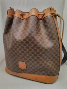 CELINE Drawstring Shoulder Bag 11.8 inches tall Brown - Picture 1 of 20