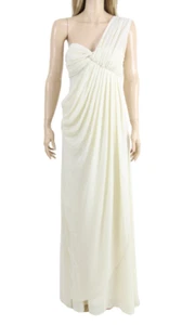 Jarlo Cream Claudia Drape One Shoulder Maxi Long Wedding Dress UK 10 38 - Picture 1 of 4