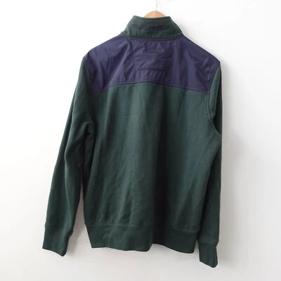 NAUTICA Sweatshirt Men Medium Logo Sweater SPELL OUT Pullover Green Zip Neck - Image 1 of 4