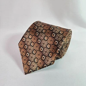 Stacy Adams Hand Made Tie Geometric Brown 3.5" x 59" - Picture 1 of 8