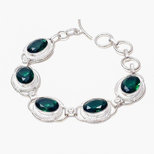 CHROME HEARTS Bracciale catena argento sterling 925 gioielli pietre preziose diopside cromato da donna