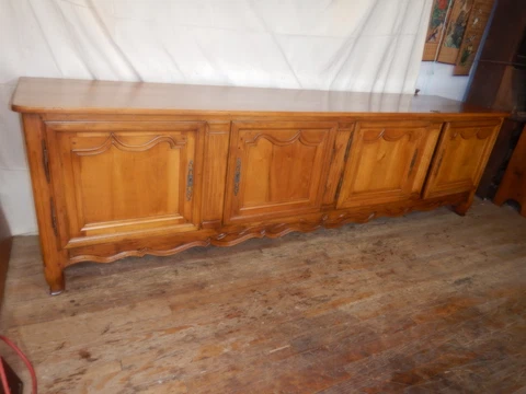 Huge 10' Long Walnut French Country Sideboard Cabinet Cover
