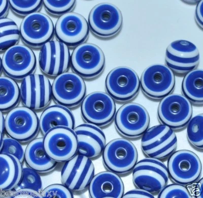 批发1000件优质条纹树脂珠圆形8毫米6毫米,7色 — 第 1/4 张图片